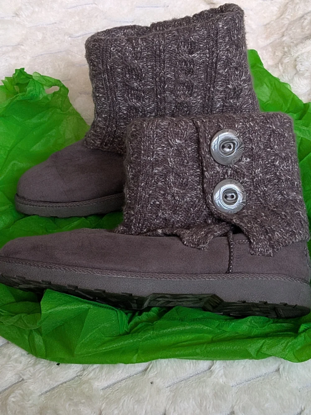 Women's Brown Knit Ankle Booties